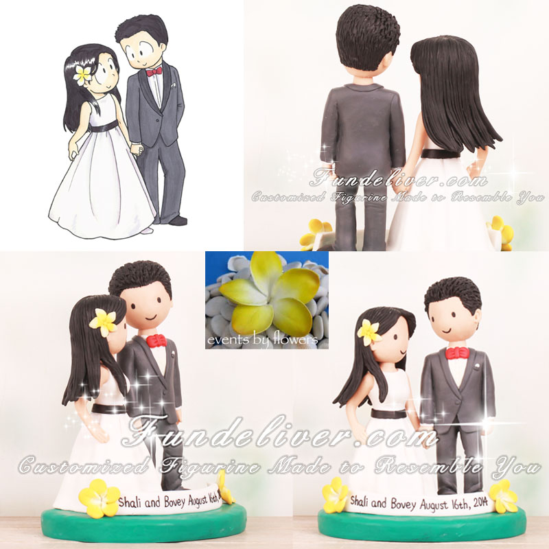 Cartoon Bride and Groom Cake Toppers